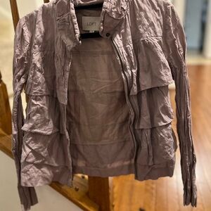 LOFT Soft Lavender Ruffle Utility Jacket